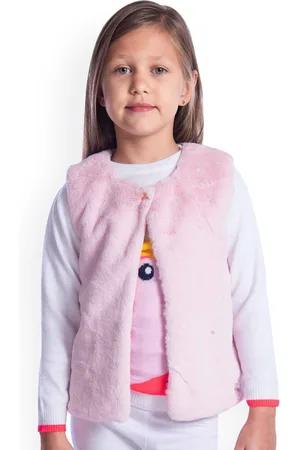 Cherry Crumble Girls Pink Solid Open Front Jacket