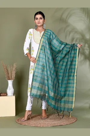 Kesarya Checked Organza Dupatta
