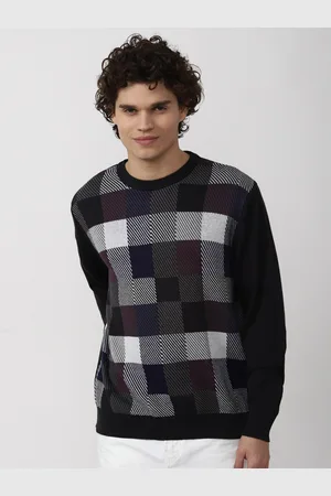 Forever 21 Men Checked Round Neck Cotton Pullover