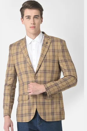 Crimsoune Club Men Checked Relaxed-Fit Single-Breasted Blazer