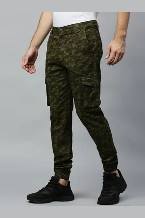 men camouflage printed relaxed slim fit cargos trousers 99 cotton