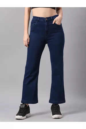 High Star Women Blue Wide Leg High-Rise Clean Look Stretchable Jeans