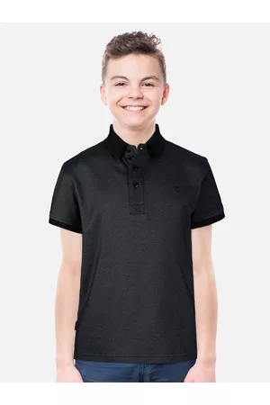 Gini and Jony Boys Black Polo Collar Cotton T-shirt