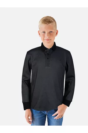 Gini and Jony Boys Charcoal Solid Polo Collar T-shirt