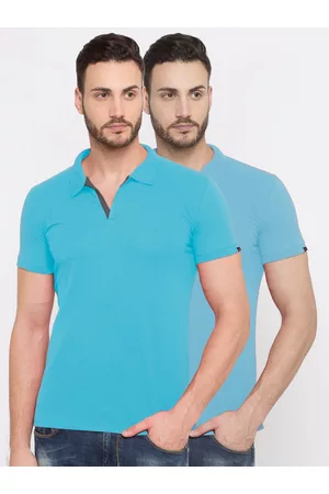 Status Quo Men Pack Of 2 Blue Polo Collar T-shirt