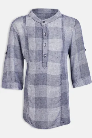 Oxolloxo Boys Blue Gingham Checks Checked Casual Shirt