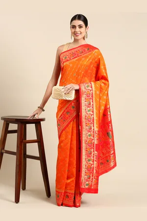 Mitera Ethnic Motifs Zari Silk Blend Banarasi Saree