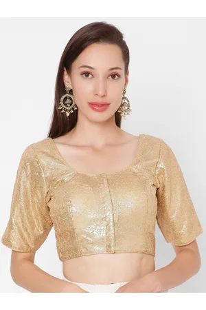 SALWAR STUDIO Women Gold-Coloured Embellished Readymade Saree Blouse