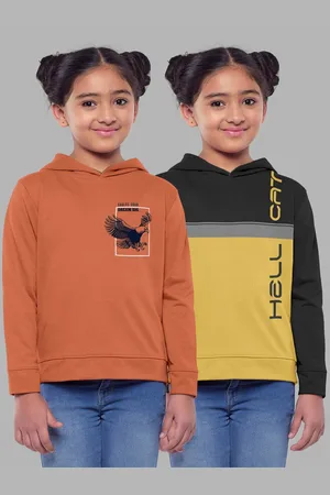 HELLCAT Girls Pack Of 2 Printed Hooded Cotton Sweatshirt