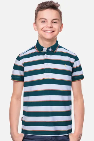 Gini and Jony Boys Striped Polo Collar Cotton T-shirt