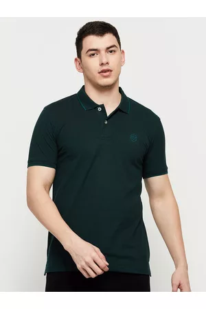 Max Collection Men Green Polo Collar T-shirt