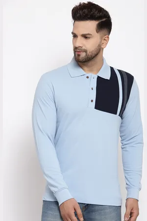 Kalt Men Blue Polo Collar T-shirt