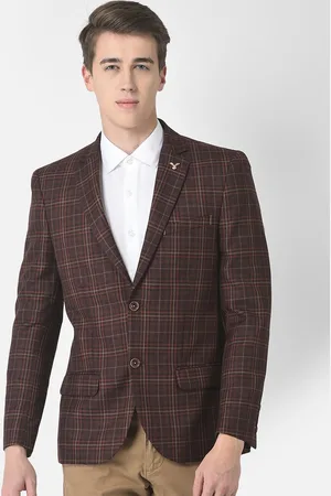 Crimsoune Club Men Checked Single-Breasted Formal Blazer