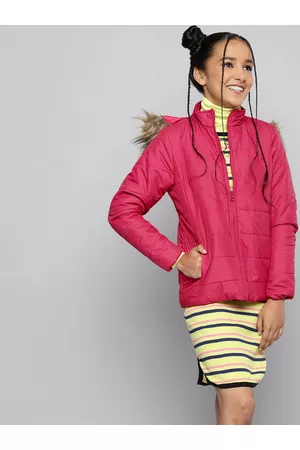 Justice Girls Pink Solid Hooded Padded Jacket