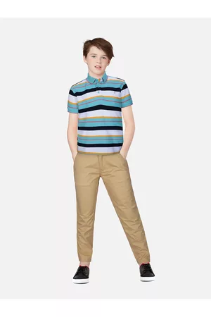 Gini and Jony Boys Blue & White Striped Polo Collar T-shirt