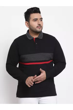 Kalt Men Plus Size Black Polo Collar T-shirt