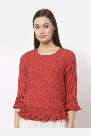 Gipsy Women Red Micro Ditsy Printed Top