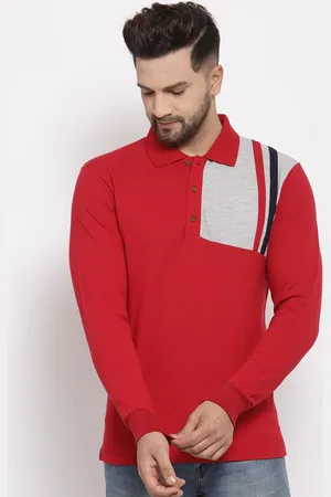 Kalt Men Red Polo Collar T-shirt