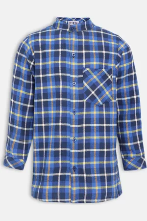 Oxolloxo Boys Blue Regular Fit Checked Casual Shirt