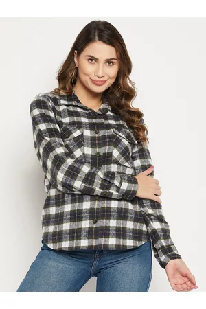 Bitterlime Women Relaxed Tartan Checks Checked Cotton Casual Shirt