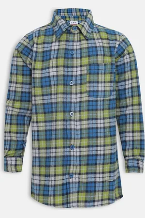 Oxolloxo Boys Green Regular Fit Checked Casual Shirt