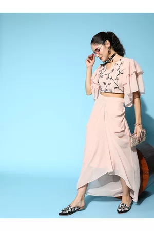Inddus Women Self Design Top With Skirt