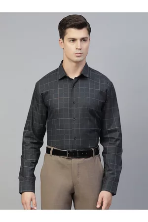 MANQ Men Green Smart Windowpane Checks Checked Semiformal Shirt