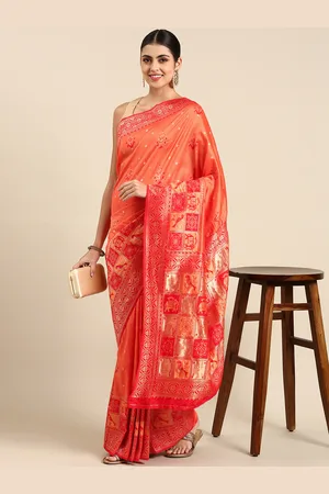 Mitera Ethnic Motifs Zari Silk Blend Banarasi Saree