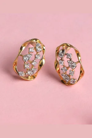 CLARA 925 Sterling Silver Gold-Plated Contemporary Studs Earrings
