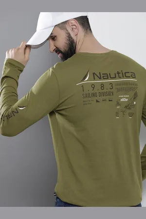 Nautica Men Brand Logo Printed Pure Cotton T-shirt