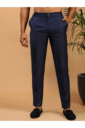 Vastramay Men Navy Blue Relaxed Fit Trousers