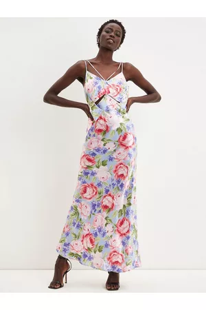 Dorothy Perkins Floral Print Satin Cut-Out Maxi Dress