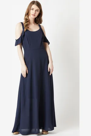 Miss Chase Women Navy Blue Solid Maxi Dress