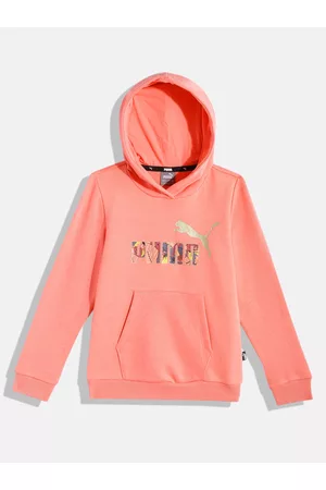 PUMA Girls Pink Printed Essential+ Bloom Hooded Regular Fit Sweatshirt
