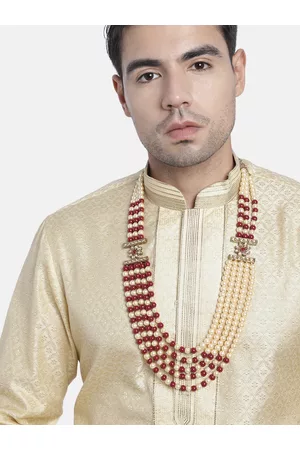 I Jewels Men Maroon Gold-Plated Layered Necklace