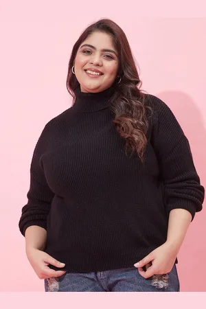 CURVY STREET Women Plus Size Ribbed Acrylic Pullover