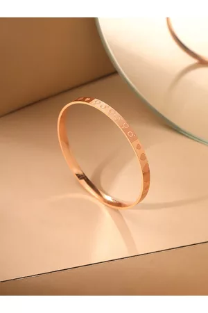 Yellow Chimes Rose Gold-Plated Heart Designed Bangle
