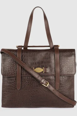 Hidesign Women Brown Animal Textured Leather Structured Satchel