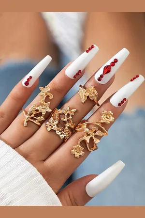 Jewels Galaxy Set Of 4 Gold-Plated Floral Contemporary Stackable Finger Rings