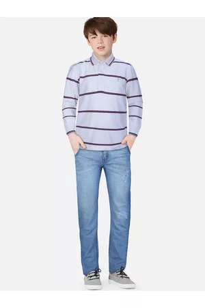 Gini and Jony Boys White & Red Striped Polo Collar T-shirt