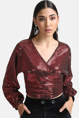 Kazo Red Embellished Wrap Top