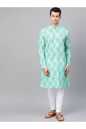 See Designs Mandarin Collar Chevron Block Print Mandarin Collar Cotton Kurta