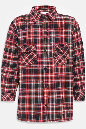 Oxolloxo Boys Red & Black Regular Fit Checked Formal Shirt