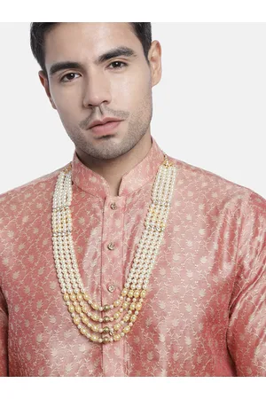 I Jewels Men White Gold-Plated Layered Necklace