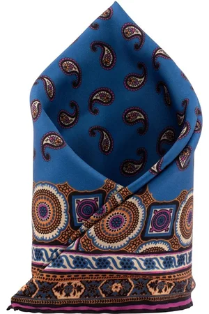 The Tie Hub Men Italian Paisley Print Silk Pocket Square