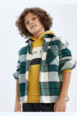 DeFacto Boys Green & White Checked Casual Shirt
