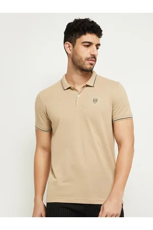 Max Collection Men Khaki Polo Collar T-shirt