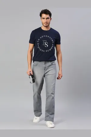 High Star Men Grey Bootcut Light Fade Stretchable Cotton Jeans