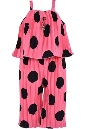 Wish Karo Girls Pink & Black Printed Top with Trousers