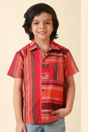 Fabindia Boys Multi Stripes Striped Cotton Casual Shirt